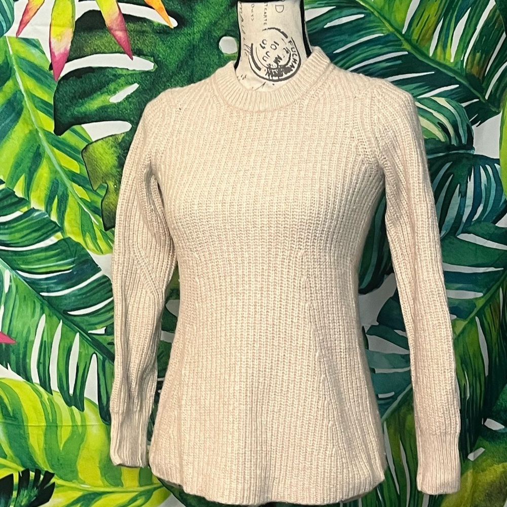 Athleta Women’s XS Sierra Chunky Knit Wool Coconut Grandpacore Winter Sweater - Picture 3 of 9